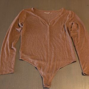 Abercrombie & Fitch Chocolate Long Sleeve Bodysuit